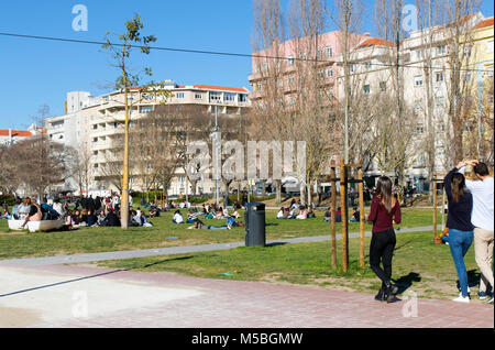 Studenten in den Park. Lissabon, Portugal Stockfoto