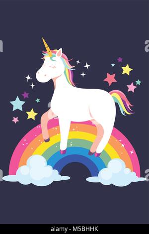 Ein Vektor Illustration von Einhorn und Rainbow Stock Vektor