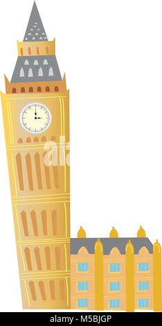 Ein cartoon Big Ben Clock Tower in London. Stock Vektor