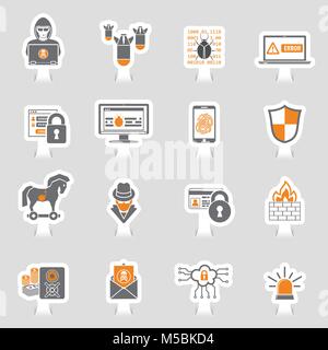 Internet Security Icon Sticker Set Stock Vektor