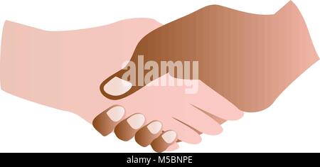 Zwei Menschen die Hände schütteln, Schwarz/Braun, Weiß Stock Vektor