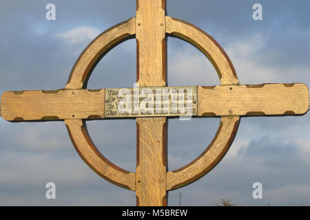 Kreuz errichtet im Gedenken an die in den frühen Tagen der Schlacht an der Somme verloren, in der newfoundland Memorial Park, Beaumont-Hamel, Frankreich errichtet. Stockfoto