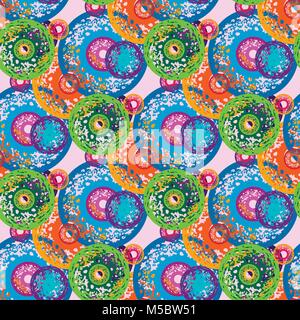 Nahtlose Muster mit konzentrischen Kreisen mit Spritzern. Vector Hintergrund. 10 eps Stock Vektor