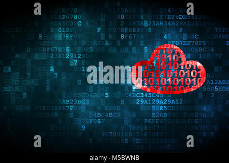 Cloud-computing-Konzept: Cloud mit Code auf digitalen Hintergrund Stockfoto