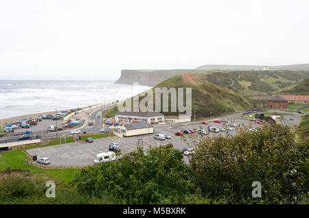 Erhöhte Blick nach Osten über Saltburn-by-the-Sea in Richtung Jagd Cliff Stockfoto