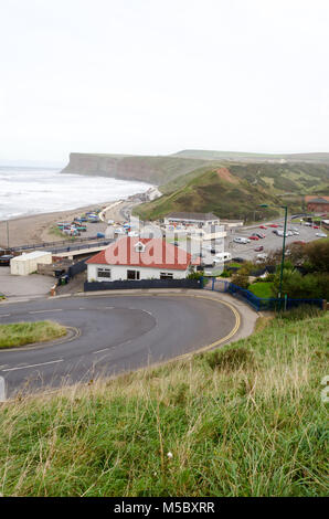 Erhöhte Blick nach Osten über Saltburn-by-the-Sea in Richtung Jagd Cliff Stockfoto