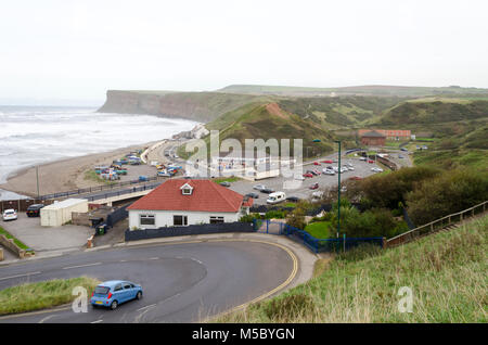 Erhöhte Blick nach Osten über Saltburn-by-the-Sea in Richtung Jagd Cliff Stockfoto