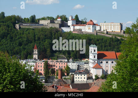 Veste Oberhaus Burg Festung und Altstadt, Passau, Niederbayern, Bayern, Deutschland, Europa, Deutschland, Bayern, Deutschland, Europa ich Veste Oberhaus und Altstadt Stockfoto