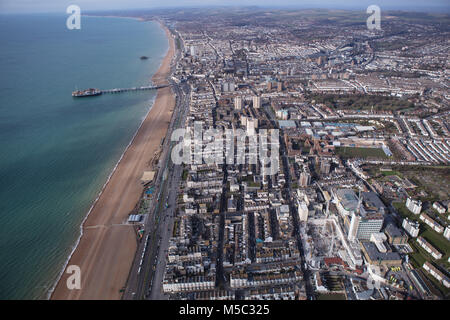 Ein Luftbild von Brighton, einer Stadt an der Küste von Sussex in Südengland Stockfoto