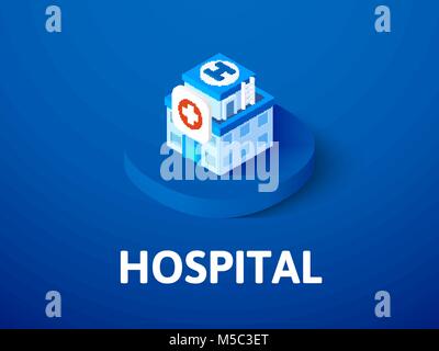 Krankenhaus isometrische Symbol Farbe Hintergrund isoliert Stock Vektor