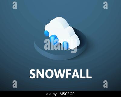 Schneefall isometrische Symbol Farbe Hintergrund isoliert Stock Vektor