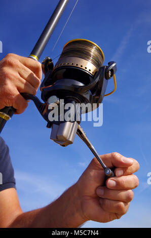 Close-up auf die Fischerei der Haspel Stockfoto