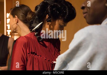 Modell auf der Bühne für Chanel Joan Elkayam's cartwalk in Mailand (MFW AW 2018) Stockfoto