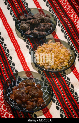 Verschiedene Harze und Weihrauch; Frankincenso (Boswellia papyrifera), Borena (Boswellia neglecta) e (opoponax Commiphora Erythraea). Stockfoto