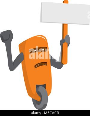 Cartoon Illustration von lustigen Roboter protestieren mit Vorzeichen Stock Vektor