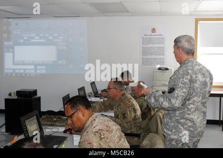 Studenten und Dozenten ein Projekt in der 89 B Advanced Leader Kurs, ein Kurs unterrichtet durch die 13 Bataillon, 100 Regiment, Jan. 16, 2018, am Fort McCoy, Wis., der 13., 100. Ist ein ordnance Battalion, die für die Soldaten in der Ordnance Wartung militärischen berufliche Specialty Serie Schulung und Ausbildung unterstützen. Die Einheit, die im Rahmen der 3 Feuerwehr ausgerichtet, 94th Division des 80 Ausbildung Befehl, hat am Fort McCoy seit etwa 1995. (U.S. Armee Stockfoto