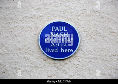 Blaue Plakette auf ehemaligen Heimat von Paul Nash (WWI Krieg, Künstler), East Street, Rye, East Sussex, England, Großbritannien, USA, UK, Europa Stockfoto