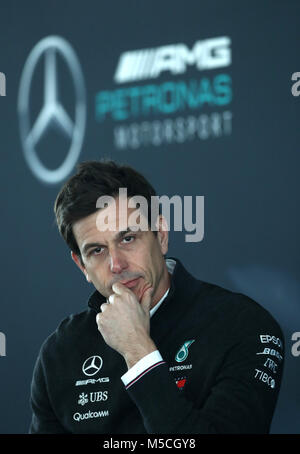 Mercedes Teamchef Toto Wolff während der Mercedes-AMG F1 2018 Auto Start in Silverstone, Towcester. Stockfoto