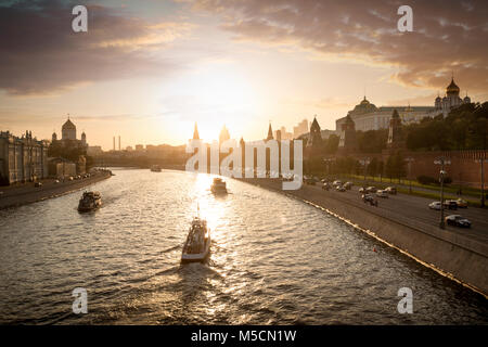 Blick auf Moskau von einer Brücke in der Nähe von Red Square Stockfoto