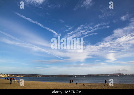 Dorchester, Dorset, Großbritannien - 26 Dezember. 2017. Weymouth Beach, einer Küstenstadt in der Grafschaft Dorset in England, Großbritannien. Stockfoto