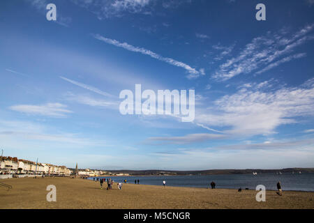 Dorchester, Dorset, Großbritannien - 26 Dezember. 2017. Weymouth Beach, einer Küstenstadt in der Grafschaft Dorset in England, Großbritannien. Stockfoto