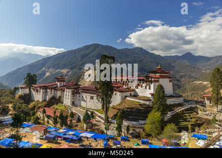 Ansicht des Trongsa Dzong in Bumthang, Bhutan, Asien. Stockfoto