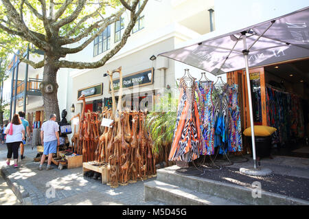 Die Cafés, Boutiquen und Galerien der Stadt Stellenbosch in Südafrika das Western Cape Provinz. Stockfoto