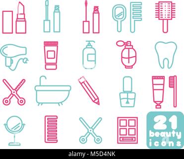 Gesundheit und Schönheit Vector Icons Clip Art Set 21 Einfache routine Objekte Bild Stock Vektor