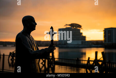 Cardiff Bucht bei Sonnenuntergang, in Cardiff, South Wales, UK. Stockfoto