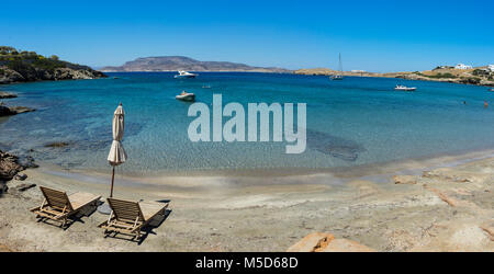 Blick auf den Strand, Schinoussa Insel, Griechenland Stockfoto