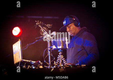 Oslo, Norwegen. Februar 21, 2018. Der amerikanische Rapper, DJ und Lyriker Grandmaster Flash führt ein Live Konzert im Parkteatret in Oslo. (Foto: Gonzales Foto - Tord Litleskare). Credit: Gonzales Foto/Alamy leben Nachrichten Stockfoto