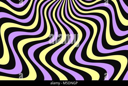 Vector Hintergrund mit Wellenlinien. Einfache Hintergrund, bestehend aus Streifen Formen mit Flüssigkeit Wirkung von Farbe. Schwarz, Lila und Gelb Stock Vektor