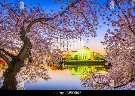 Washington DC, USA an der Jefferson Memorial und Tidal Basin im Frühling Saison. Stockfoto