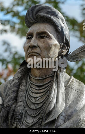 Nordamerika, USA, Nordwesten, Oregon, Wallowa County, Joseph, Chief Joseph Statue, Stockfoto