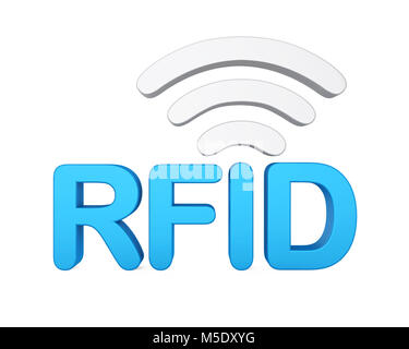 Wort 'RFID' mit Signal Netzwerk isoliert Stockfoto