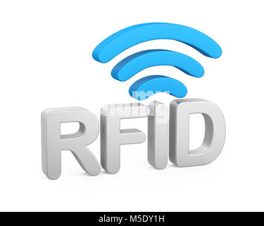 Wort 'RFID' mit Signal Netzwerk isoliert Stockfoto