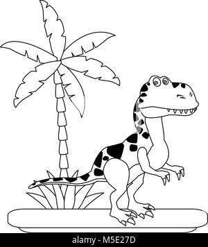 Trex Dinosaurier auf Wald Cartoon Stock Vektor
