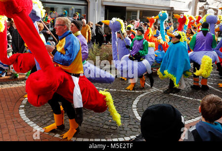 Rheinische Karneval, Rose Montag, Rosenmontag Umzug 2018 in Duelken, Menschen, Zuschauer, Narren, Kostümierung, D-Viersen, D-Viersen-Duelken, Niederrhein, Rheinland, Nordrhein-Westfalen, NRW Stockfoto