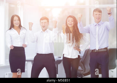 Porträt eines siegreichen Business Team Stockfoto