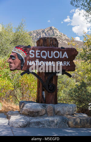 Ash Berg Eingangsschild, Sequoia National Park, Kalifornien Stockfoto