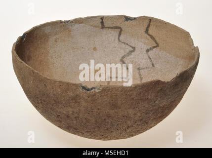 Grand Canyon Keramik c-AD LINO GRAU SCHÜSSEL. BASKETMAKER III, 500-800 AD. Stockfoto