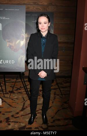 Los Angeles, CA, USA. 20 Feb, 2018. Ellen Page in der Ankunftshalle für die AUSGEHÄRTETE Premiere, AMC Dine-In Sonnenuntergang 5, West Hollywood, Los Angeles, CA 20. Februar 2018. Credit: Priscilla Grant/Everett Collection/Alamy leben Nachrichten Stockfoto