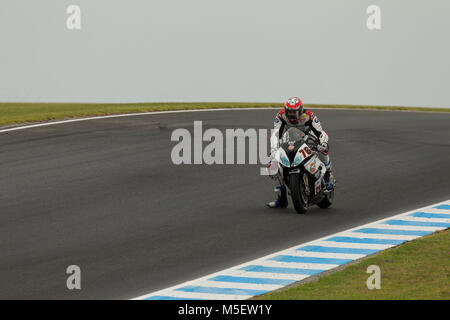 Phillip Island, Australien. 23 Feb, 2018. FIM Superbike World Championship. Phillip Island, Australien. Loris Baz, Golf Anthea BMW World Superbike Team. Baz beendete den Tag in 14. Platz in der Gesamtwertung. Quelle: Russell Hunter/Alamy leben Nachrichten Stockfoto