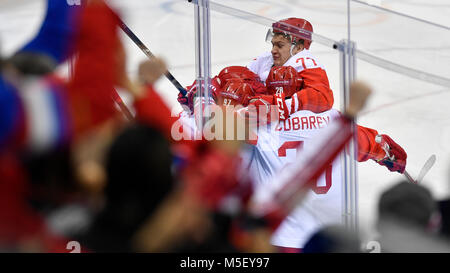 Seoul, Korea, Republik. 23 Feb, 2018. KIRILL KAPRIZOV von Russland, bis, feiert ein Ziel während der Tschechischen Republik gegen Rußland Eishockey semi final Match innerhalb der 2018 Winter Olympics in Tainan, Südkorea, 23. Februar 2018. Quelle: Michal Kamaryt/CTK Photo/Alamy leben Nachrichten Stockfoto