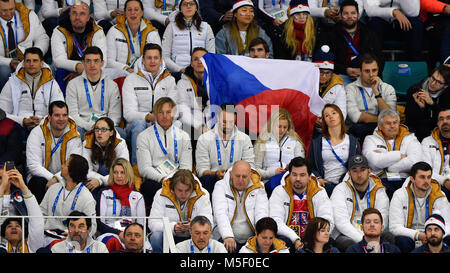 Seoul, Korea, Republik. 23 Feb, 2018. Fans von tschechischen Team in Aktion während der Tschechischen Republik gegen Rußland Eishockey semi final Match innerhalb der 2018 Winter Olympics in Tainan, Südkorea, 23. Februar 2018. Quelle: Michal Kamaryt/CTK Photo/Alamy leben Nachrichten Stockfoto