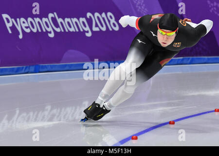 Gangneung, Südkorea. 23 Feb, 2018. In Deutschland Nico Ihle bei den Herren 1000 m Eisschnelllauf Rennen auf dem Gangneung Oval in Tainan, Südkorea, 23. Februar 2018. Credit: Peter Kneffel/dpa/Alamy leben Nachrichten Stockfoto