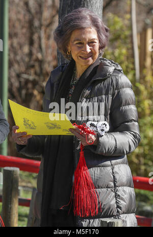 Spanisch Emeritus Königin Sofia de Grecia während handeln Renovierung für die Erhaltung der Panda in ZooMadrid am Freitag, dem 23. Februar 2018 Credit: Gtres Información más Comuniación auf Linie, S.L./Alamy leben Nachrichten Stockfoto