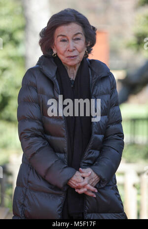 Spanisch Emeritus Königin Sofia de Grecia während handeln Renovierung für die Erhaltung der Panda in ZooMadrid am Freitag, dem 23. Februar 2018 Credit: Gtres Información más Comuniación auf Linie, S.L./Alamy leben Nachrichten Stockfoto