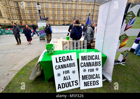 London, Großbritannien. 23 Feb, 2018. Mitglieder der Vereinten Patienten Alliance sammeln in Westminster im Vorfeld der zweiten Lesung von MP Paul Flynn's medizinisches Cannabis Rechnung. Credit: PjrFoto/Alamy leben Nachrichten Stockfoto