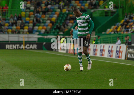 Lissabon, Portugal. 22 Feb, 2018. Sporting ist aus Portugal Rafael Leao (93) Während des Spiels der 2. Etappe der Umlauf von 32, sportlichen v Astana © Alexandre de Sousa/Alamy leben Nachrichten Stockfoto